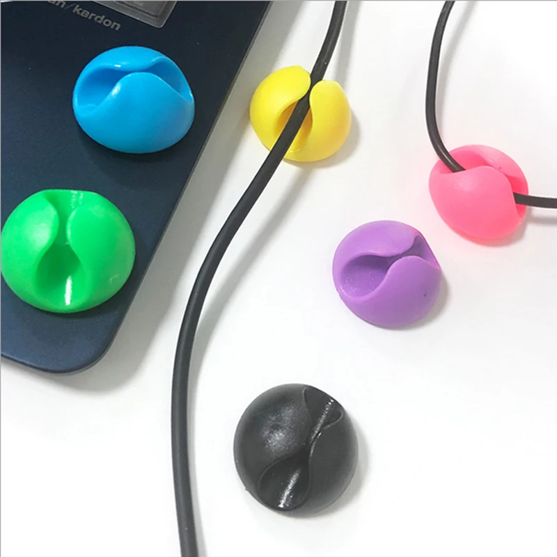 1PCS Cable Management Organizer Soft Silicone Cable Winder Colorful Desktop Wire Organizer Cord Protector Holder Clip 1