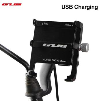 

GUB G-91 USB Charging Bike Phone Stand Mount For 3.5-6.2inch Smartphone AL Bicycle Universal Handlebar Holder Bracket