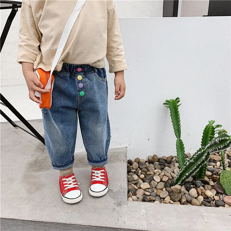 

You gato negro mi 2019 Autumn New Style Casual Loose-Fit Wide-Leg Slimming Side Edge with Holes Child Jeans