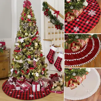 

Plaid Christmas Tree Skirt Merry Christmas Decorations for Home Christmas Ornaments Xmas Navidad Natal Kerst Decor 2020 New Year