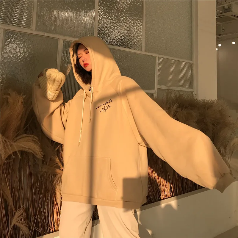 Sudaderas con capucha para mujer Mum grueso terciopelo catido suave letra impresa Simple todo-fósforo bolsillos ocio sudaderas d