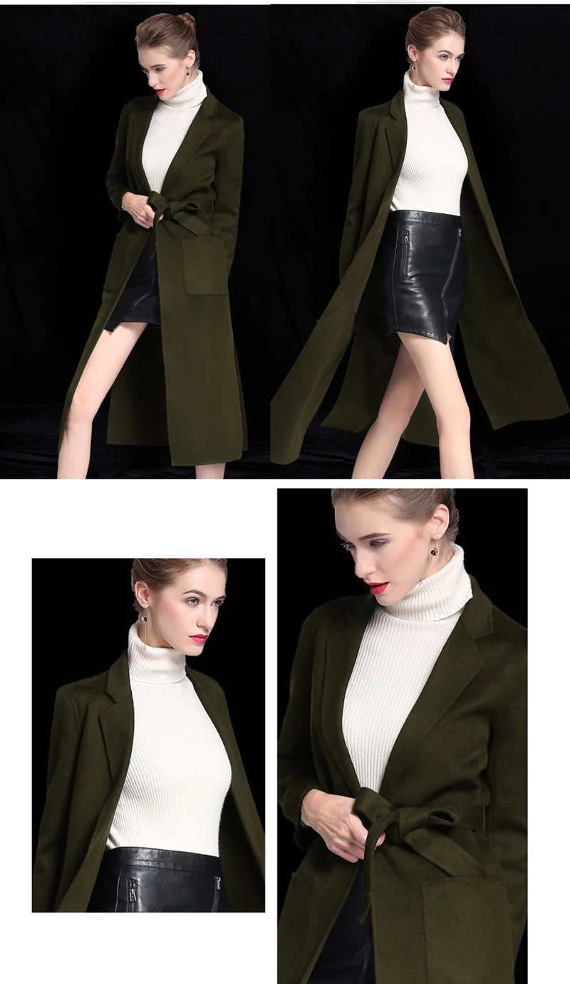 Elifashion новое осеннее и зимнее двустороннее шерстяное пальто для женщин средней длины в Корейском стиле шерстяное пальто