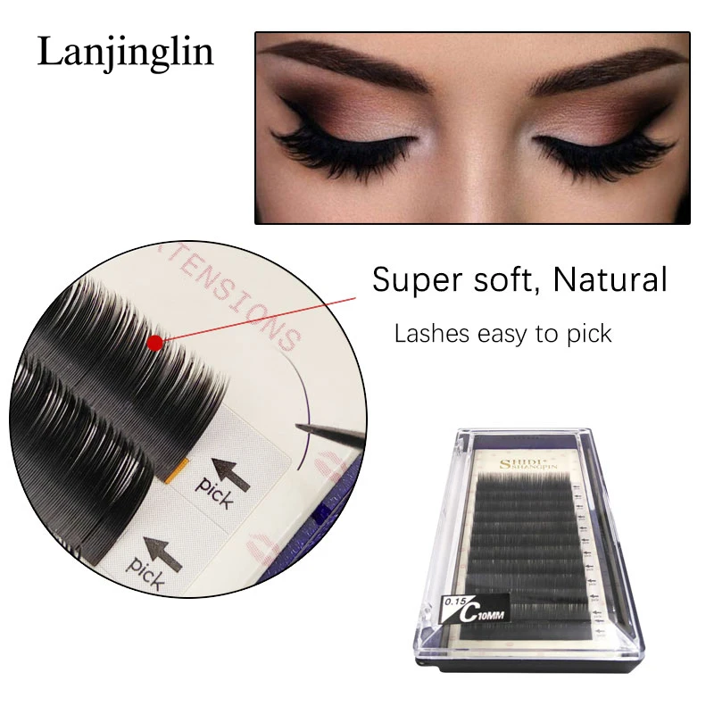 LANJINGLIN, 1 шт., накладные ресницы для наращивания, профессиональные, длинные, объемные, Индивидуальные ресницы, норковые ресницы, макияж, накладные ресницы для глаз