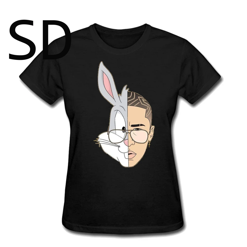 Bad Bunny T Shirt Fashion Top Cotton Tee Exercise Girl Womens Short Sleeve Shirts 100% Female For Women |