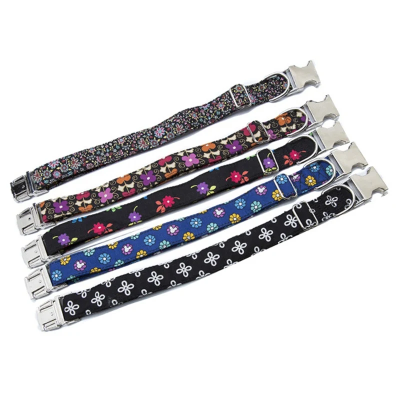 Adjustable Pet Collars For Small Medium Large Dogs Polyester Neck Strap With Metal Seatbelt Buckle And Leash Ring Dog Supplies