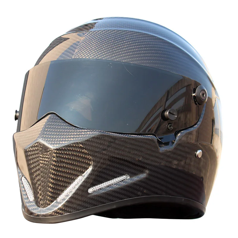 Абсолютно мотоциклетный шлем из углеродного волокна с полным лицом, шлем локомотив, персональный шлем для мотокросса, дорожный гоночный шлем, Capacete - Цвет: carbon-black lens
