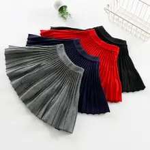 На возраст от 2 до 13 лет, детская одежда для маленьких детей, для подростков, для девочек, скита детская плиссированная юбка из смешанной шерсти вязаная одежда комплект школьной формы юбка-пачка для девочек юбка, суженная книзу