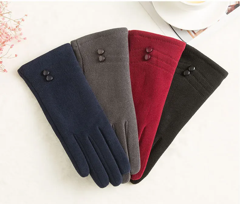 Кашемировые зимние женские перчатки плюс бархатные перчатки для занятий спортом на открытом воздухе теплые женские перчатки женские зимние теплые перчатки с кнопками WA 001