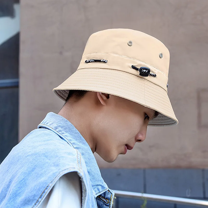 Women Bucket Hats with Drawstring Windproof Men Fisherman Hat Summer Sun Shade Outdoor Sports Hiking Fishing Hat Cap Wide Brim