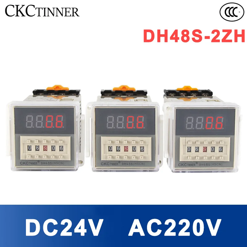 Interruptor Programável Dh48s2zh 0.01s do Relé do Temporizador do Diodo Emissor de Luz de Digitas-99h99m Dc24v Ac220v Atrasa Contatos do Grupo da Base Spdt do Soquete do Temporizador o