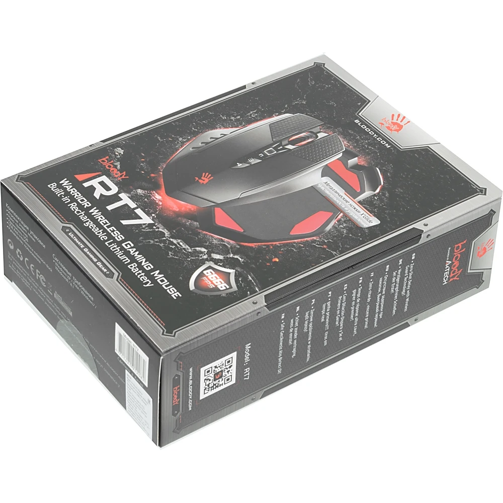 Мышь A4 Bloody Warrior RT7/RT70 черный оптическая(4000dpi) беспроводная USB2.0 игровая(9but