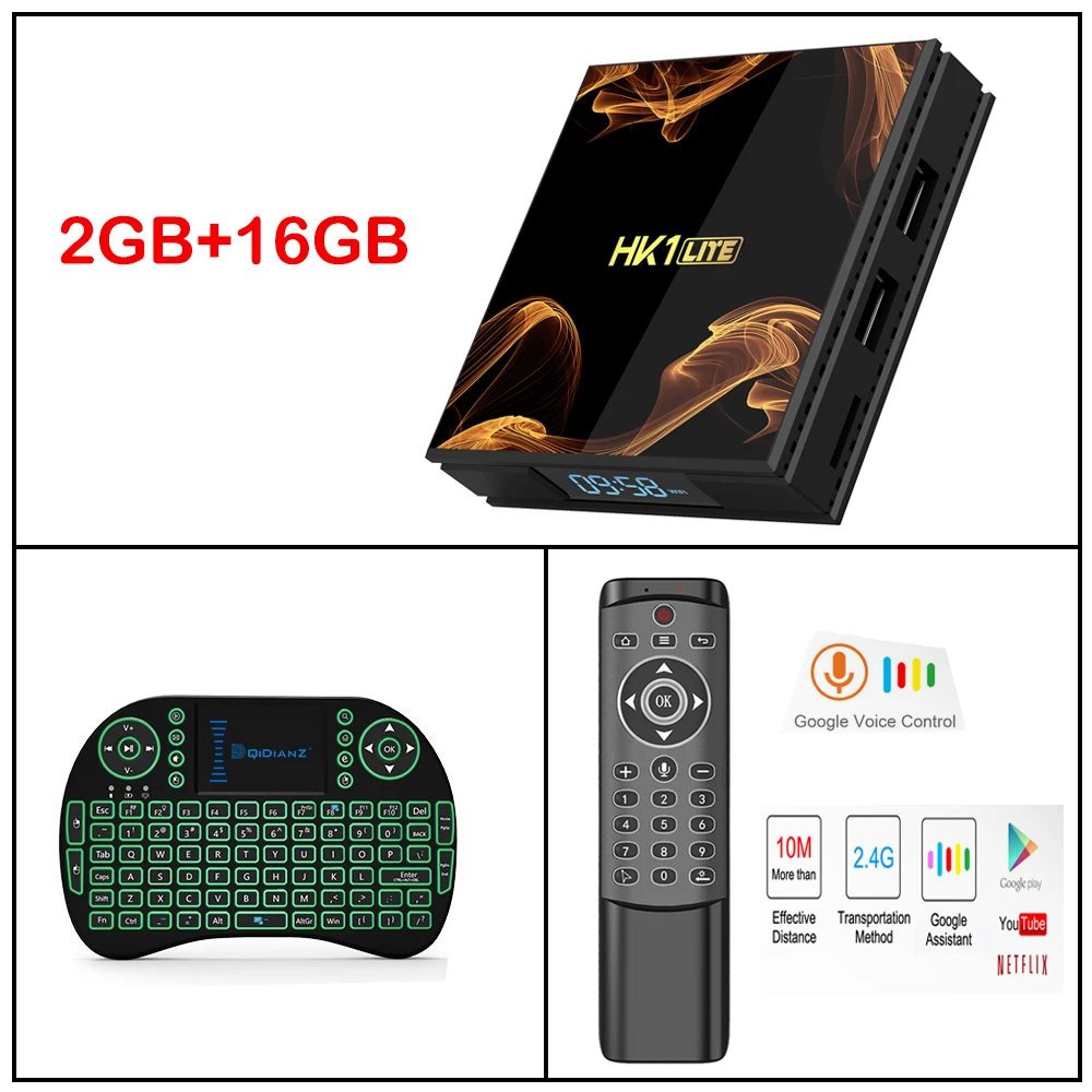 HK1Lite Android 9,0 Smart tv Box 2 ГБ DDR3 16 Гб 2,4G WiFi 4K медиаплеер RK3228A четырехъядерный телеприставка - Цвет: Luxury Pack-02