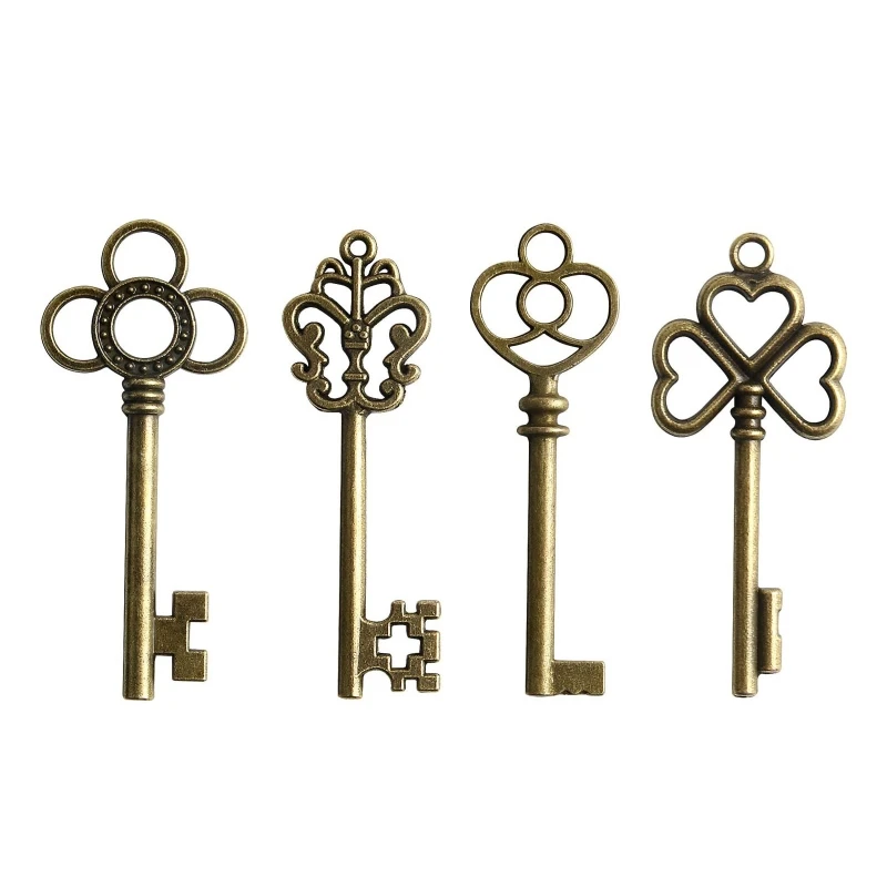 Vintage Skeleton Keys Flying Key Charms with 28x Dragonfly Wings DIY Realistic Effect for Room Wedding Party Decorations