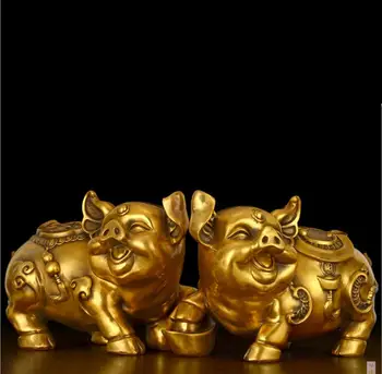 

Copper Statue Pure copper pig ornament treasure pig blessing pig handicraft brass casting hand-made copper ware fortune fortune