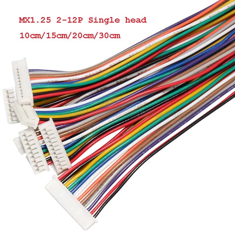 10 шт. JST mx1.25 мм Шаг гнездовой разъем провод см 15 20 30 28AWG 2P-12Pin односторонний кабель