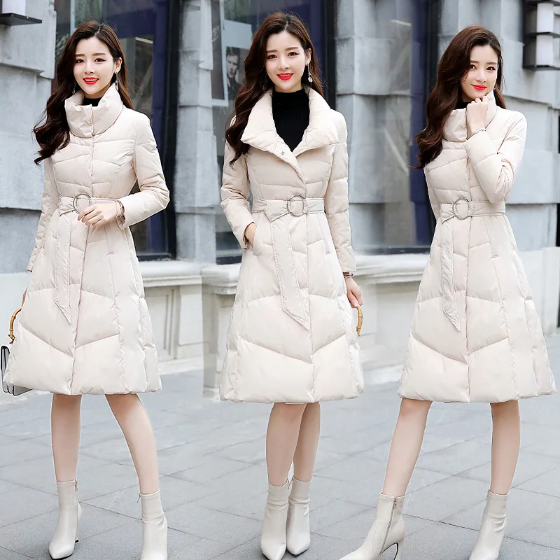 

Long over-the-Knee Slim Fit Fashion Western Style Cotton Coat plus Thick Cotton Warm Commuting Cotton-padded Clothes 2019 Winter