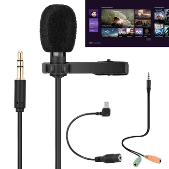 

R955 Multi-function Mini Collar Clip Microphone with1.8m Audio Cable Double Condenser Microphone for Teaching/Business Meetings