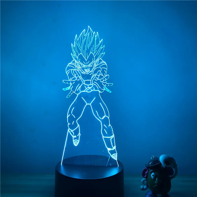 3D светодиодный ночной Светильник Dragon Ball Z Вегета супер фигурку 7 цветов сенсорный оптический Иллюзия настольная лампа для дома украшения модель - Испускаемый цвет: Vegeta F