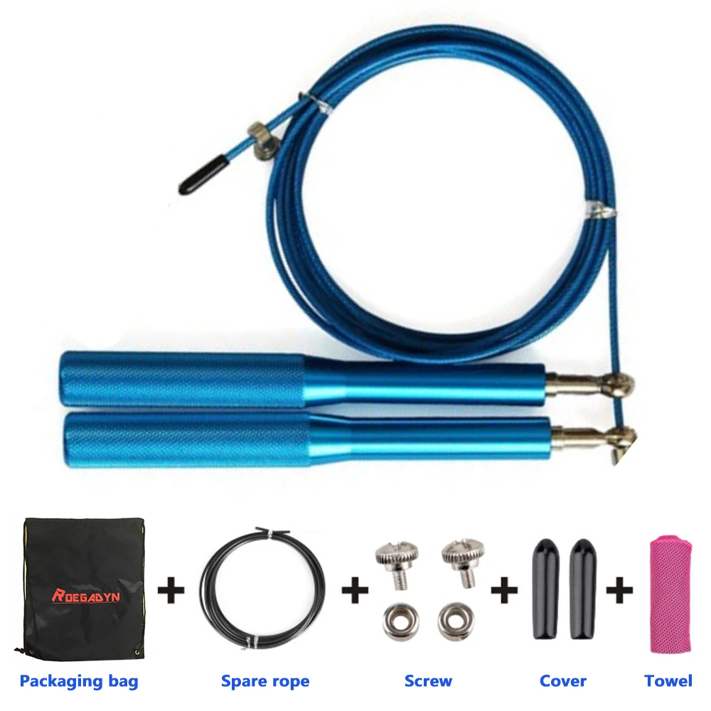 Скакалка с алюминиевой ручкой, оборудование для фитнеса, детская спортивная ручка из алюминиевого сплава, Проволочная скакалка, скакалка - Color: Lake blue