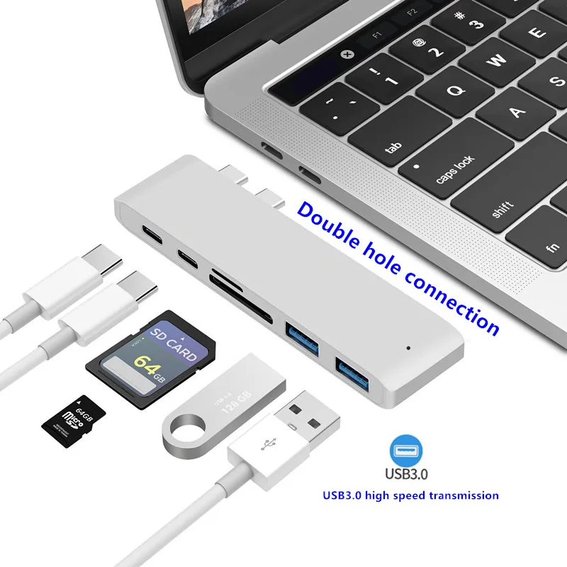 Хаб для смартфонов Type C USB 3 0 многоинтерфейсный PD высокоскоростной зарядный