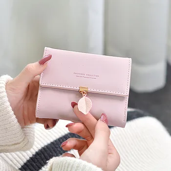 

2020 New Short Women's Wallet Student Hipster Leaves Multi-Function Wallet Korean-Style Ticket Clip