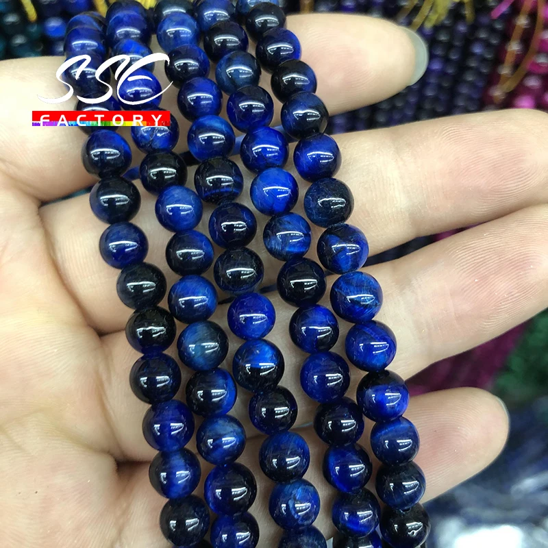 14mm Natural Blue Tiger Eye Stone Beads - Natural Blue Stone Beads Round  Loose 4 6 - Aliexpress