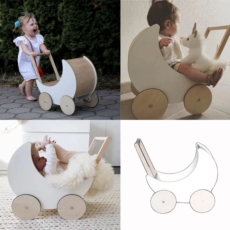 цена Baby Props Solid Wood Moon Cart Bed Baby Props Accessories Newborn Photography Props Studio Photo Creative Wood Crib Basket