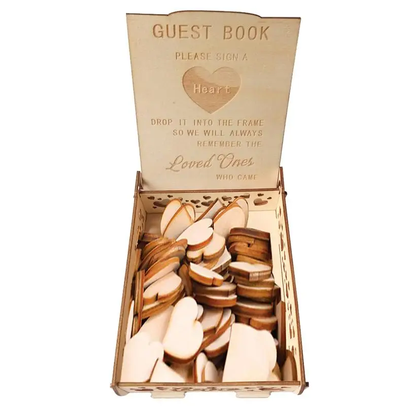 

1pc Wooden Guest Book Signature Visitors Book Message Sheet Wedding Guest Book For Party