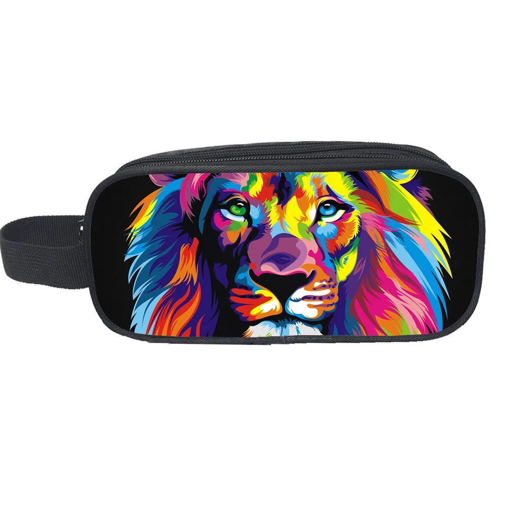 

058 lion Handbags Space Galaxy Customized Boys Girls Women Men Kid Toddler School Casual Pencil case Tote Bag Pouch