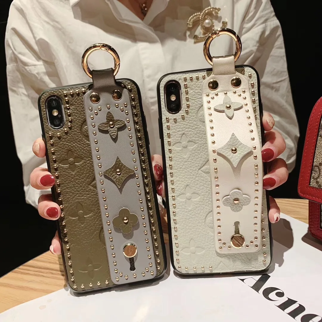 

Leather Wrist Strap Mobile Phone Shell Drop-Resistant Protective Case Phone Case for Apple iPhone XR Case