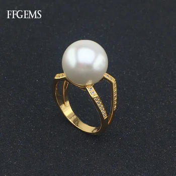 

FFGems Yellow Gold Shell With Pear Ring Fine Jewelry For Women Engagement Wedding Party Gift