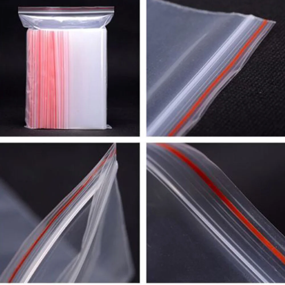 Plastic Zip Lock Bags 100pcs/pack Small Zip Lock Plastic Bags Reclosable Transparent Bag Shoe Bag Vacuum Storage Food Storage Poly Clear Bags