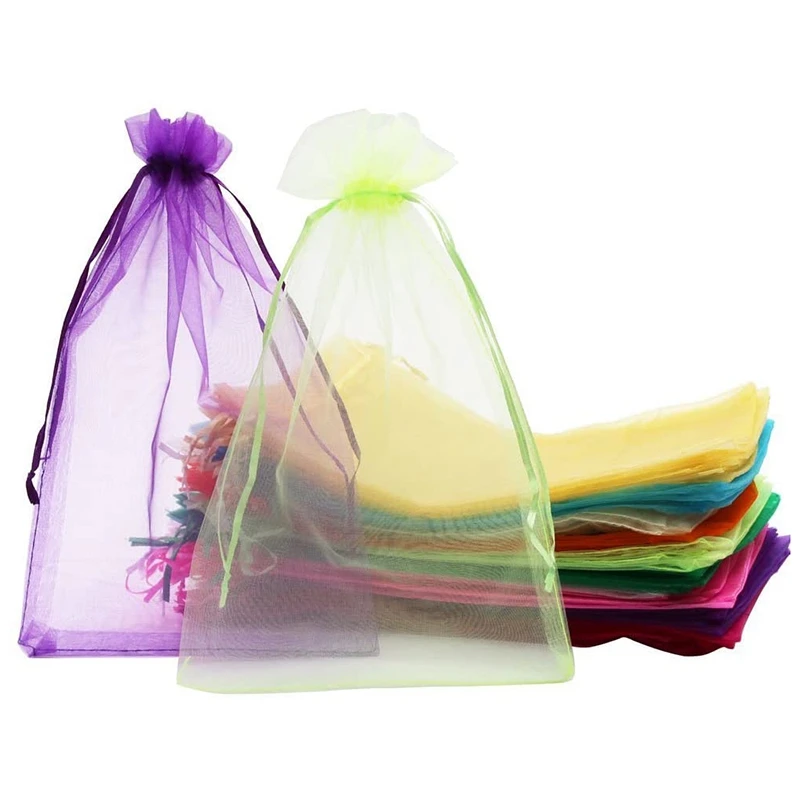 Kigeli 100 Sacchetti In Organza Oro Con Coulisse – 20x30 Cm, Per Bomboniere, Gioielli, Regali, Matrimoni