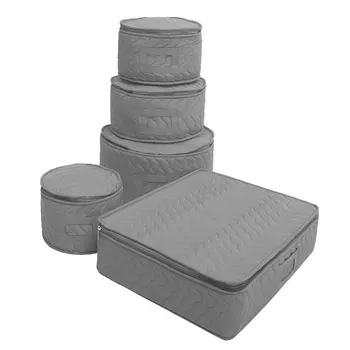 

5 Pcs Accessories Practical Dinnerware Cup Cabinet Kitchen Accessories Cotton Plate Protecting Round Storage Bag Felt Protectors