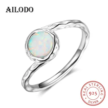 

Ailodo 2020 New Genuine 925 Sterling Silver Rings For Women Fashion Engagement Wedding Opal Rings Girls Birthday Gift 20FEB21