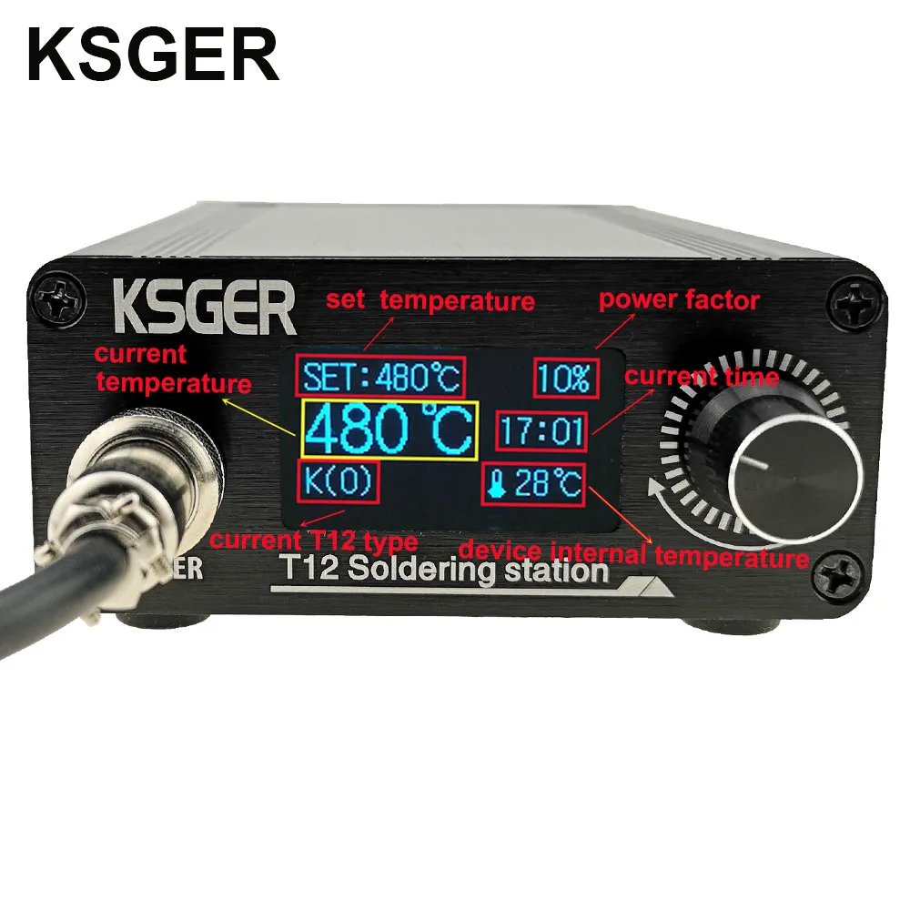KSGER T12 OLED паяльная станция, железные наконечники STM32 V2.1S, наборы для самостоятельной сборки, 907 ручка, электрические инструменты, автоматический режим сна, 8 s, жестяные банки, штепсельная вилка европейского стандарта