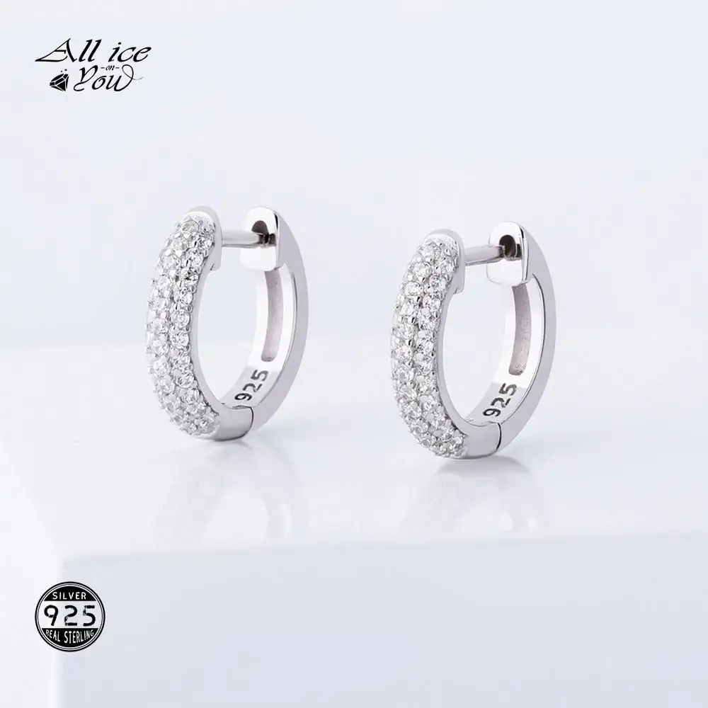 Серьги-кольца ALLICEONYOU из серебра 925 пробы с фианитом в стиле хип-хоп | Украшения и