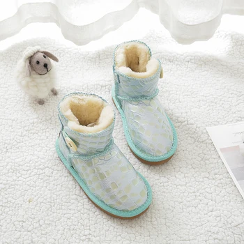 

Dolakids Winter children's snow boots baby shoes boy's warm cotton shoes girl's non-slip cotton boots waterproof leather shoes