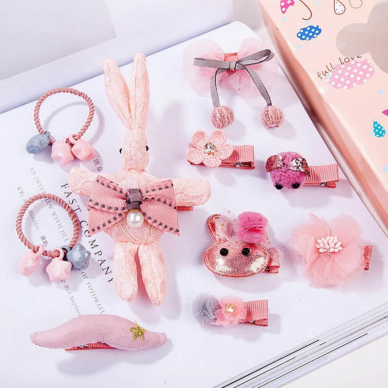 10Pcs/Set Cute Baby Hair Clips Princess Kids Shiny Baby Headband Bows