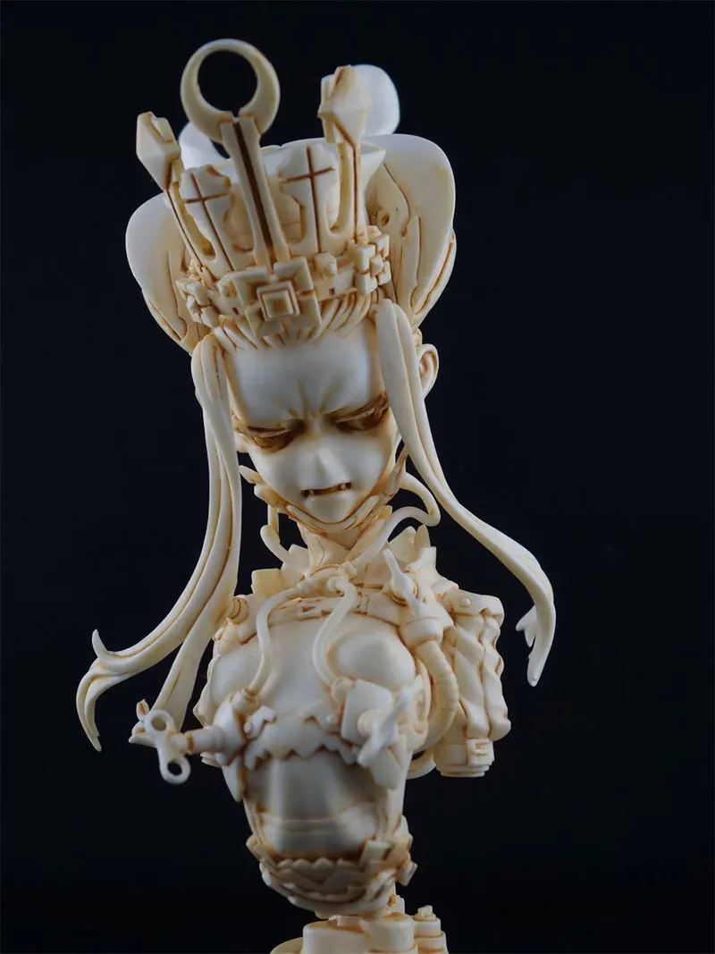 Anime Female Character 17 CM Museum Dragon Girl Resin Bust Miniatures Modeling Unpainted DIY Assembling Static Figure Model Kits