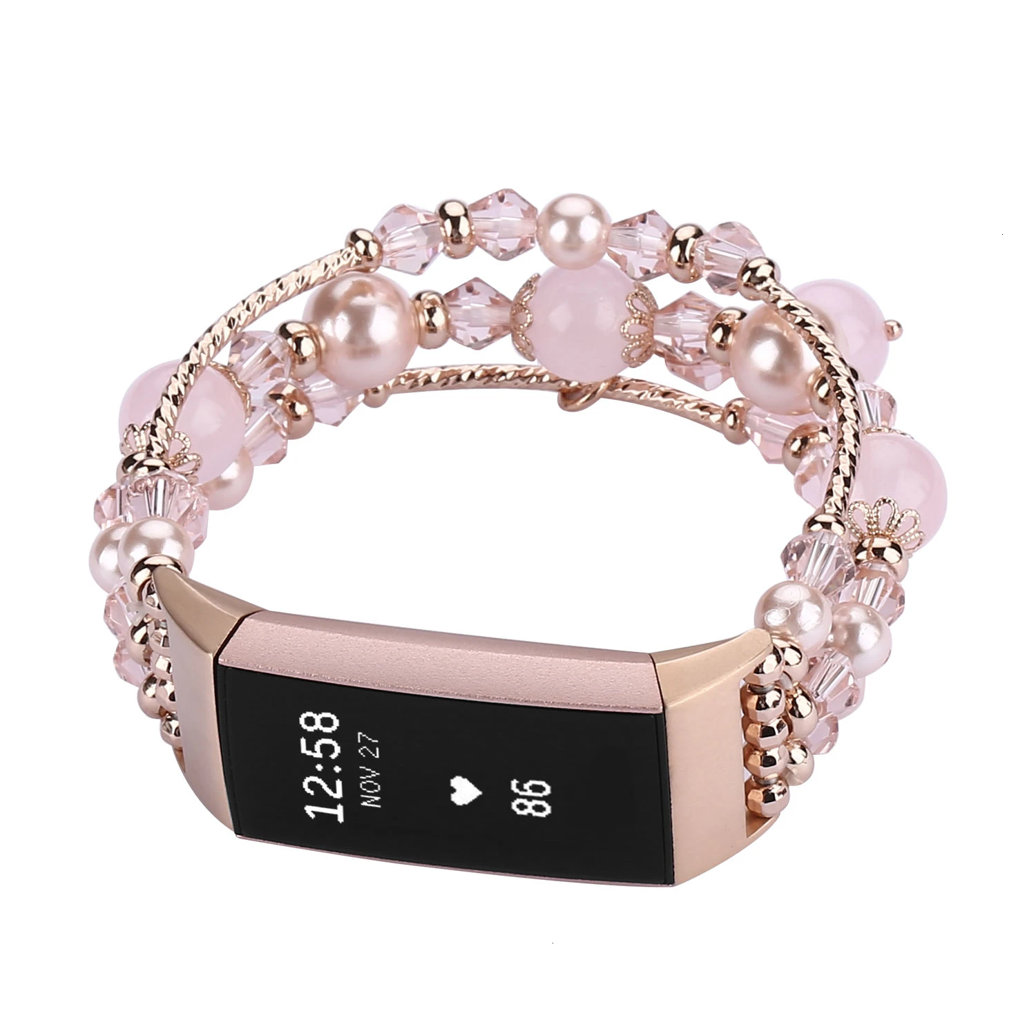 

Jewelry Bracelet with Elastic Pearl Beaded Band fit Fit bit Charge 3 Wristband fitbit 2 Smartwatch Replacement Strap Watchband