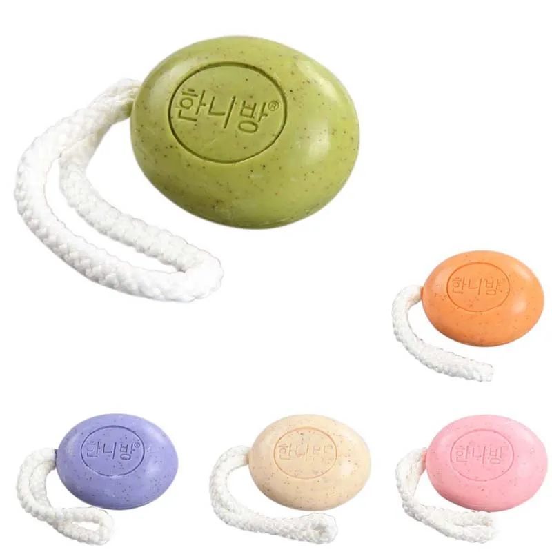 New Pure Nature Elements Organic Bath Soap Flower Plants Essence Volcanic Clay Shower Handmade Soap with Rope SCI88