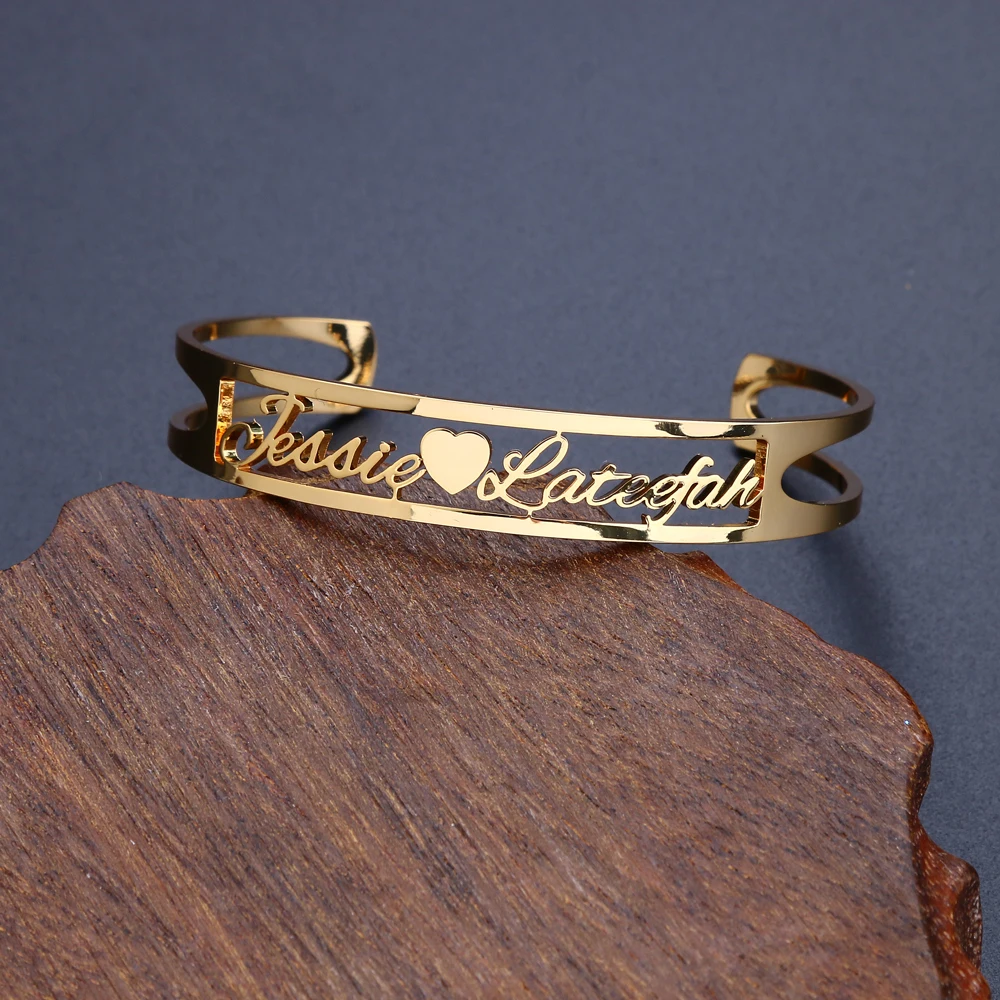 Lateefah Christams Gift Friend 2 Names Peach Bangles,Women Men Bangles Bracelets Wedding Jewelry Femme Bijoux Pulseira