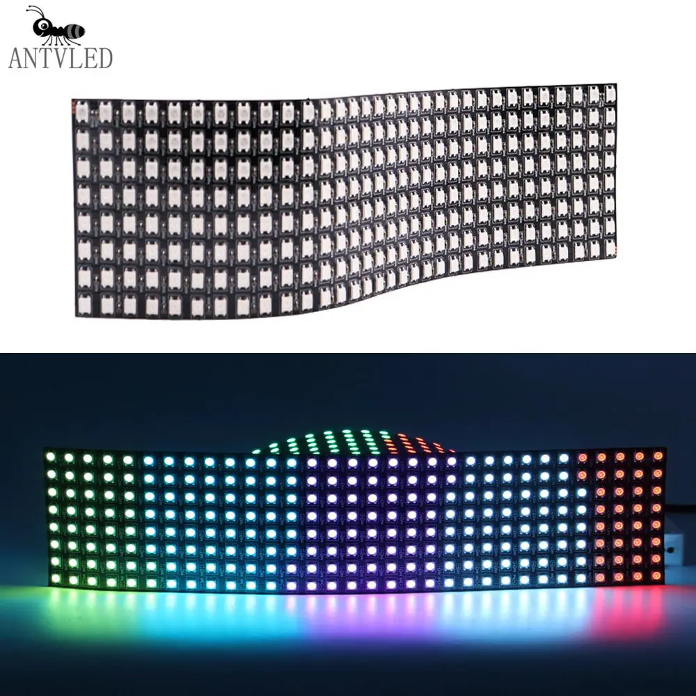 

DC5V 5050RGB WS2812B LED Panel Screen 8*8 16*16 8*32 Pixels Digital Flexible Led Programmed Individually Addressable Full Color