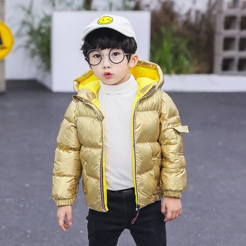 Детские зимние пальто для мальчиков и девочек детские осенние куртки пуховики плотное теплое пальто Золотая Куртка Верхняя одежда с капюшоном одежда для малышей - Цвет: 1-Gold