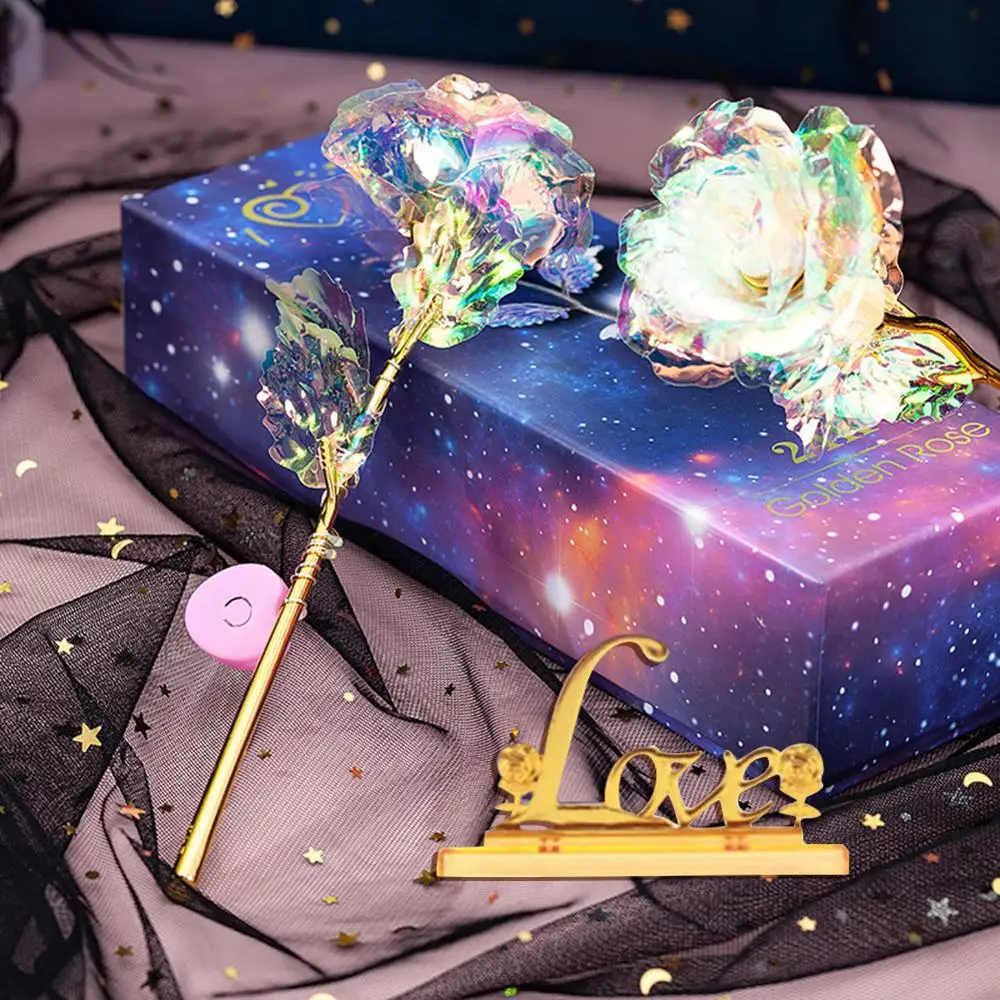 

24K Foil Plated Gold Rose Flowers Romantic LED Galaxy Rose Wedding Decor Creative Gift Lover Lighting Rose