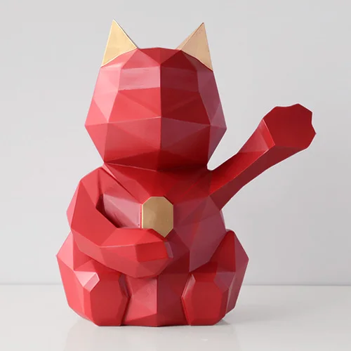 Фигурка кошки из смолы для кошек, коробка для салфеток, держатель для кухни, комнаты, стола, домашний декор, современный стиль Seidenpapier, креативный геометрический рисунок, 50ZJH34 - Цвет: 6