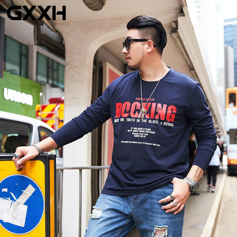 

GXXH Extra Large Collar Shirt Add Fertilizer To Increase Men's Plus Size Rocking Printing Long Sleeve Loose Oversize 7XL 6XL 5XL