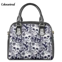 Coloranimal сумки череп цветочные красивые сумки на плечо повседневные женские сумки шоперы из искусственной кожи Женская водонепроницаемая сумка через плечо