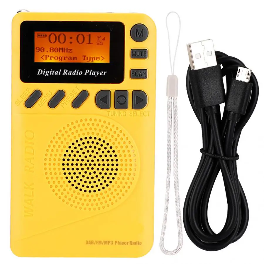 Mini Pocket Digital DAB+FM Radio 1.44" LCD Display Stereo Receiver with Reader MP3 Player for Walking Running | Электроника